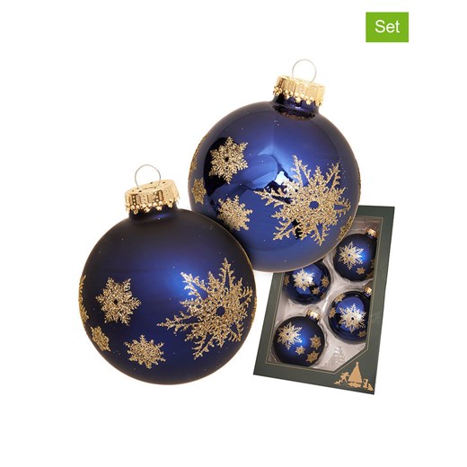 Krebs Glas Lauscha Bombki (4 szt.) w kolorze granatowym - Ø 7 cm ze sklepu Limango Polska w kategorii Dekoracje bożonarodzeniowe - zdjęcie 187637459