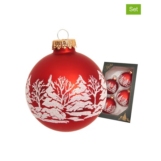 Krebs Glas Lauscha Bombki (4 szt.) w kolorze czerwonym - Ø 7 cm ze sklepu Limango Polska w kategorii Dekoracje bożonarodzeniowe - zdjęcie 187637465