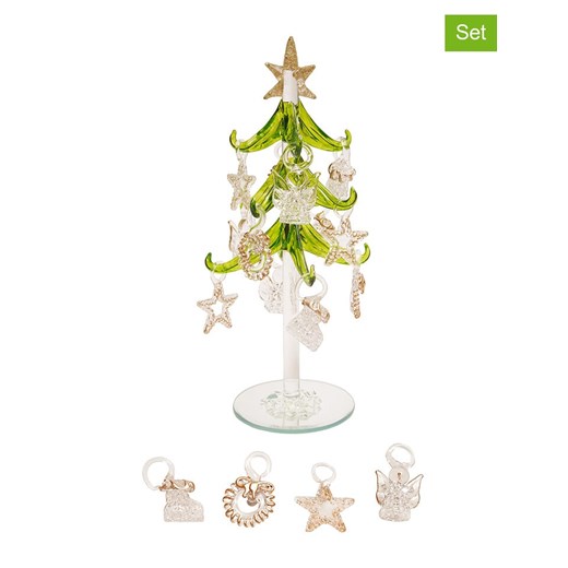 Krebs Glas Lauscha 12-częściowy zestaw dekoracyjny w kolorze złoto-zielonym - wys. 20 cm ze sklepu Limango Polska w kategorii Dekoracje bożonarodzeniowe - zdjęcie 187637466