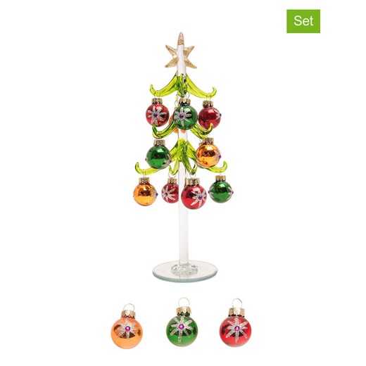 Krebs Glas Lauscha 12-częściowy zestaw dekoracyjny ze wzorem - wys. 25 cm ze sklepu Limango Polska w kategorii Dekoracje bożonarodzeniowe - zdjęcie 187637467