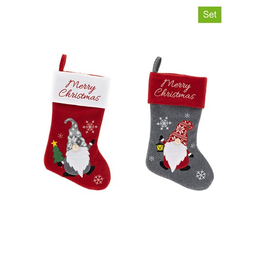 Hollybell Skarpety świąteczne (2 szt.) w kolorze szaro-czerwonym ze sklepu Limango Polska w kategorii Dekoracje bożonarodzeniowe - zdjęcie 187637579