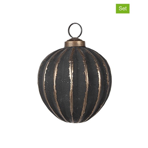 Clayre &amp; Eef Bombki (2 szt.) w kolorze złoto-czarnym - Ø 8 cm ze sklepu Limango Polska w kategorii Dekoracje bożonarodzeniowe - zdjęcie 187637639