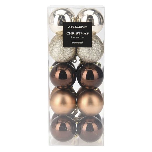 WellHome Bombki (20 szt.) w kolorze srebrno-brązowym - Ø 4 cm ze sklepu Limango Polska w kategorii Dekoracje bożonarodzeniowe - zdjęcie 187638296