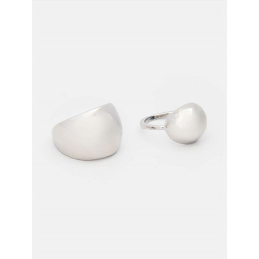 Sinsay - Pierścionki z błyszczącym wykończeniem 2 pack - srebrny ze sklepu Sinsay w kategorii Pierścionki - zdjęcie 187641286