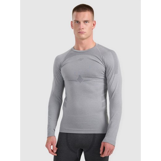Męska bielizna termoaktywna (góra) 4F 4FWAW25USEAM237 - szara ze sklepu Sportstylestory.com w kategorii Bielizna termoaktywna męska - zdjęcie 187642269