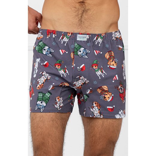 Świąteczne bokserki męskie szare Husky Bis, Kolor szary-wzór, Rozmiar S, Italian Fashion ze sklepu Primodo w kategorii Majtki męskie - zdjęcie 187642428