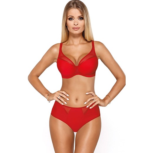 Biustonosz push-up czerwony gładki Ellie, Kolor czerwony, Rozmiar 65C, PariPari Lingerie ze sklepu Primodo w kategorii Biustonosze - zdjęcie 187642545