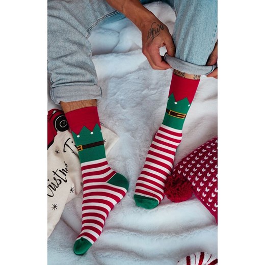 Skarpetki świąteczne męskie Elf 1290.038, Kolor czerwono-zielony, Rozmiar 39-42, Milena ze sklepu Intymna w kategorii Skarpetki męskie - zdjęcie 187642987