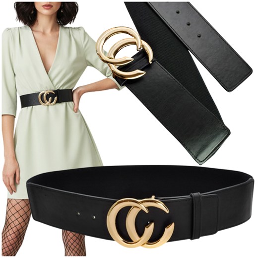 GUMOWY PASEK DAMSKI SKÓRA EKO DO SUKIENKI SWETRA ze sklepu PROMESSO w kategorii Paski damskie - zdjęcie 187643528