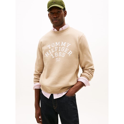 Tommy Hilfiger Bluza męska Mężczyźni Bawełna taupe nadruk ze sklepu vangraaf w kategorii Bluzy męskie - zdjęcie 187643656