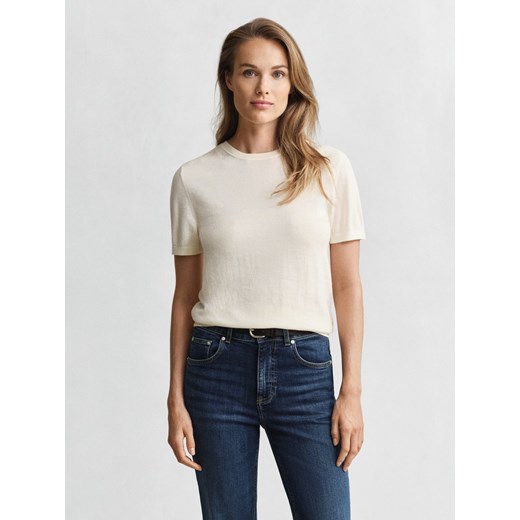 Gant Damski sweter z krótkim rękawem i zawartością kaszmiru Kobiety Bawełna granatowy jednolity ze sklepu vangraaf w kategorii Swetry damskie - zdjęcie 187643665