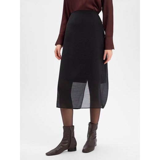 Opus Damska spódnica midi - Renny Kobiety Sztuczne włókno czarny jednolity ze sklepu vangraaf w kategorii Spódnice - zdjęcie 187643695