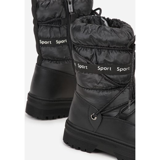 Czarne Pikowane Śniegowce z Oryginalnym Wiązaniem Zetilde 38 born2be.pl