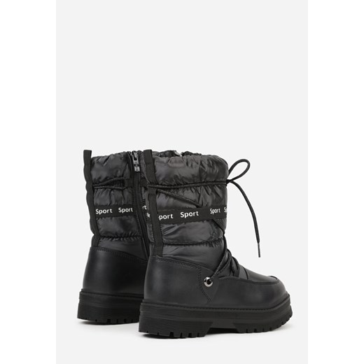 Czarne Pikowane Śniegowce z Oryginalnym Wiązaniem Zetilde 36 born2be.pl