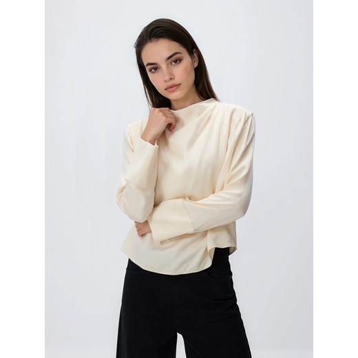 Reserved - Bluzka z lyocellem - kremowy ze sklepu Reserved w kategorii Bluzki damskie - zdjęcie 187644749