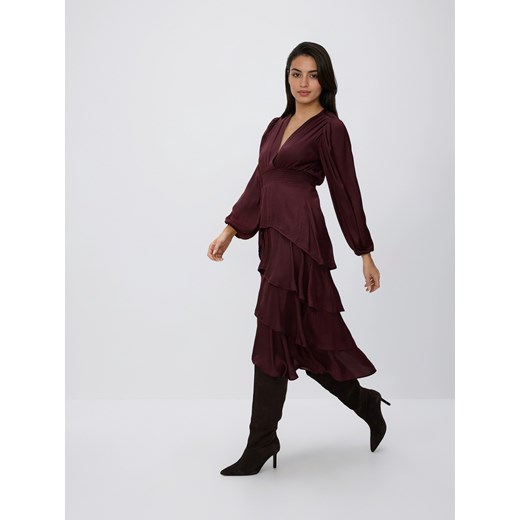 Reserved - Sukienka maxi w groszki - bordowy ze sklepu Reserved w kategorii Sukienki - zdjęcie 187644847