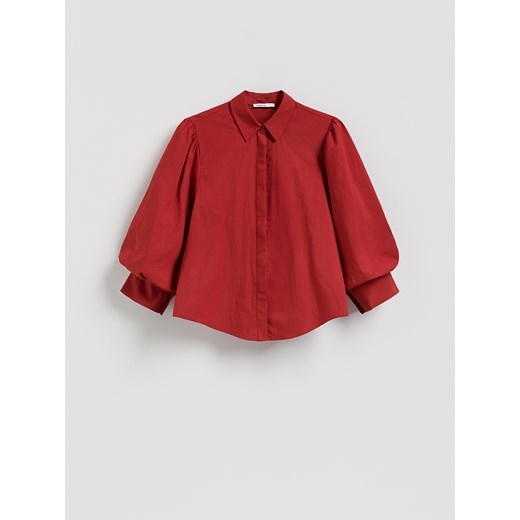 Reserved - Koszula z bufiastymi rękawami - czerwony ze sklepu Reserved w kategorii Koszule damskie - zdjęcie 187645265