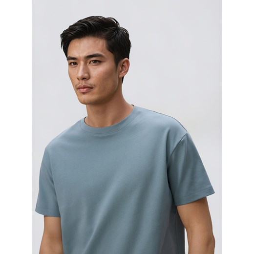 Reserved - Bawełniany t-shirt boxy - jasnoszary ze sklepu Reserved w kategorii T-shirty męskie - zdjęcie 187645275