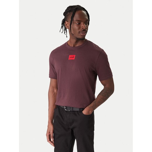 HUGO T-Shirt Diragolino 50447978 Brązowy Regular Fit ze sklepu MODIVO w kategorii T-shirty męskie - zdjęcie 187646429