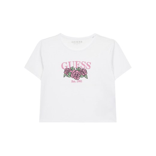 Guess T-Shirt J6RI06 K6YW4 Biały Regular Fit ze sklepu MODIVO w kategorii Bluzki dziewczęce - zdjęcie 187646459