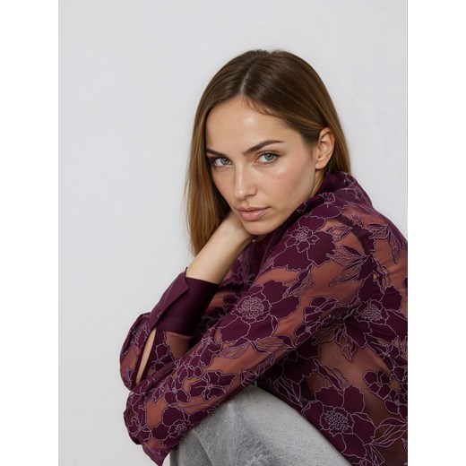 Reserved - Koszula z wiskozą - ciemnofioletowy ze sklepu Reserved w kategorii Koszule damskie - zdjęcie 187647205