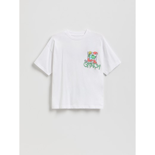 Reserved - Świąteczny t-shirt Grinch - biały ze sklepu Reserved w kategorii Bluzki dziewczęce - zdjęcie 187647276