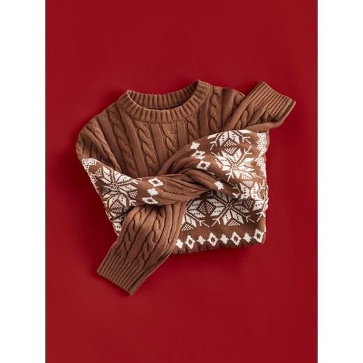 Reserved - Sweter z warkoczowym splotem - brązowy ze sklepu Reserved w kategorii Swetry męskie - zdjęcie 187647409