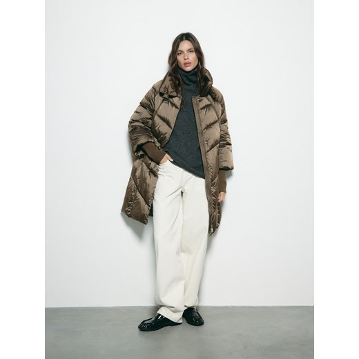 Reserved - Długa pikowana kurtka - oliwkowy ze sklepu Reserved w kategorii Kurtki damskie - zdjęcie 187647878