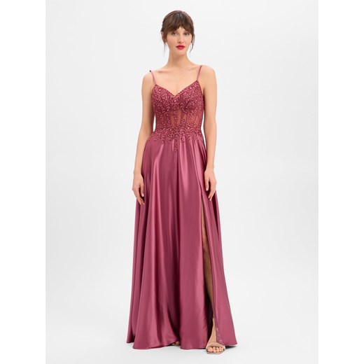 Luxuar Fashion Damska sukienka wieczorowa Kobiety bordowy jednolity ze sklepu vangraaf w kategorii Sukienki - zdjęcie 187647987