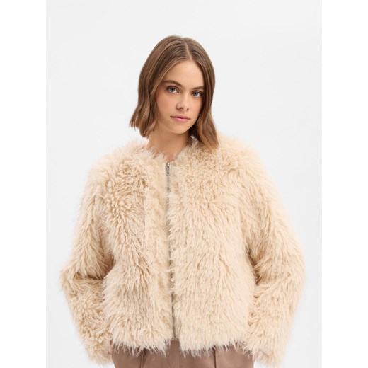 Opus Damska kurtka ze sztucznego futra - Heti Kobiety Sztuczne włókno beżowy jednolity ze sklepu vangraaf w kategorii Kurtki damskie - zdjęcie 187647999