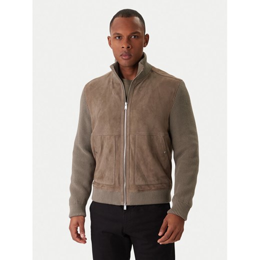 BOSS Kurtka skórzana H-Maparo 50547673 Beżowy Regular Fit ze sklepu MODIVO w kategorii Kurtki męskie - zdjęcie 187648859