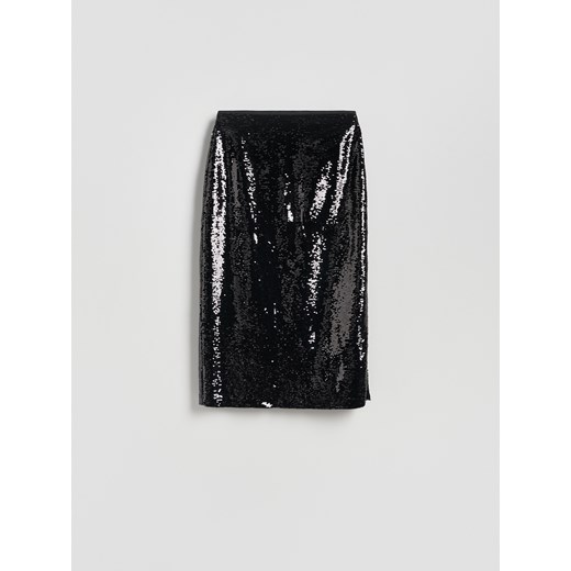 Reserved - Cekinowa spódnica midi - czarny ze sklepu Reserved w kategorii Spódnice - zdjęcie 187649686