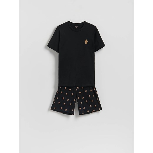 Reserved - Dwuczęściowa piżama ze świątecznym motywem - czarny ze sklepu Reserved w kategorii Piżamy męskie - zdjęcie 187649707