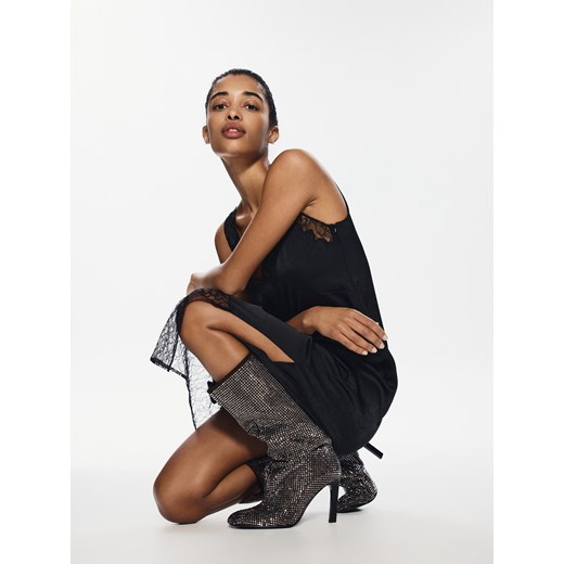 Reserved - Kozaki z błyszczącymi aplikacjami - srebrny ze sklepu Reserved w kategorii Kozaki damskie - zdjęcie 187652158