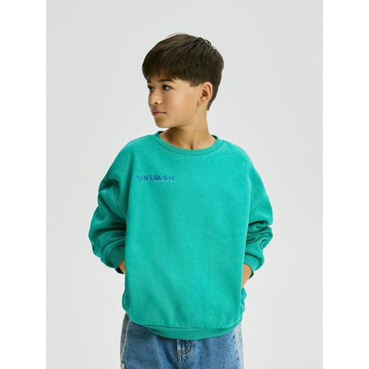 Reserved - Bawełniana bluza oversize - zielony ze sklepu Reserved w kategorii Bluzy chłopięce - zdjęcie 187652167