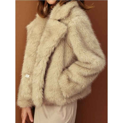 Sinsay - Płaszcz z imitacji futra - kremowy ze sklepu Sinsay w kategorii Płaszcze damskie - zdjęcie 187652295
