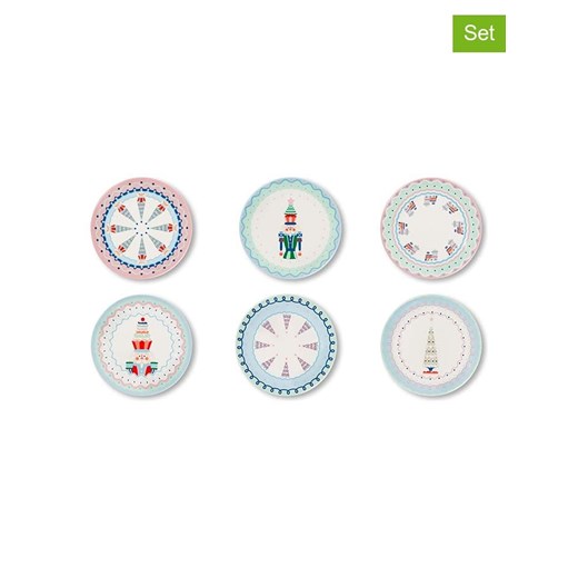 Trendy Kitchen by EXCÉLSA Talerzyki deserowe (6 szt.) &quot;Xmas Sweet Pastels&quot; ze wzorem - Ø 20,5 cm ze sklepu Limango Polska w kategorii Naczynia - zdjęcie 187652377