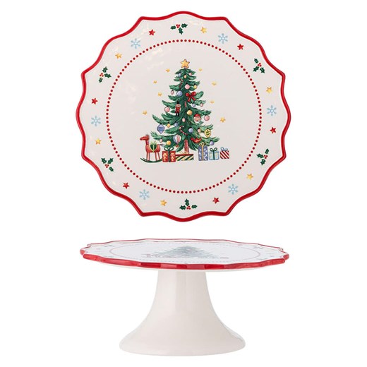 Bloomingville Etażerka &quot;Naive Cake&quot; w kolorze kremowo-czerwono-zielonym - wys. 9 x Ø 21 cm ze sklepu Limango Polska w kategorii Misy i tace dekoracyjne - zdjęcie 187652627