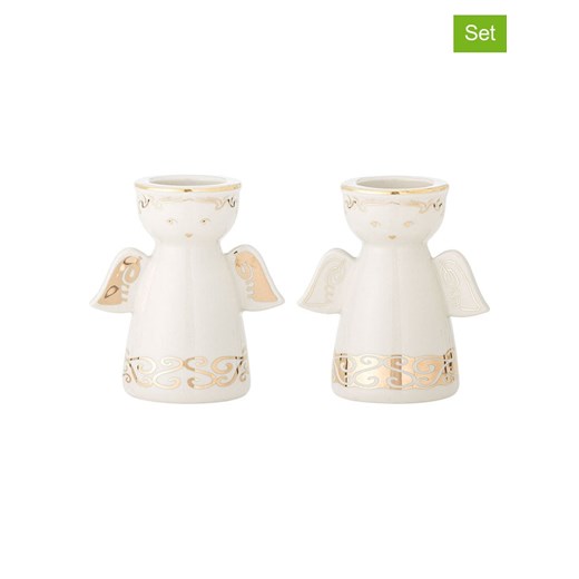 Bloomingville Świeczniki (2 szt.) &quot;Faella&apos;&apos; w kolorze złoto-białym - wys. 12 x Ø 11 cm ze sklepu Limango Polska w kategorii Świeczniki - zdjęcie 187652645