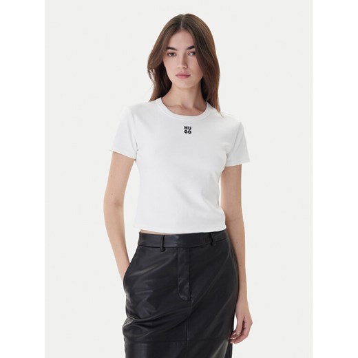 Hugo T-Shirt Delanor 50512000 Biały Slim Fit ze sklepu MODIVO w kategorii Bluzki damskie - zdjęcie 187653067