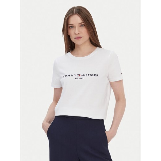 Tommy Hilfiger T-Shirt Heritage C-Nk WW0WW31999 Biały Regular Fit ze sklepu MODIVO w kategorii Bluzki damskie - zdjęcie 187653879