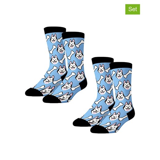 Lucky Socks Skarpety (2 pary) w kolorze błękitno-biało-czarnym ze sklepu Limango Polska w kategorii Skarpetki męskie - zdjęcie 187660738