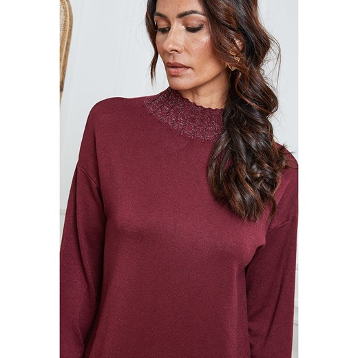 So Cachemire Sukienka dzianinowa &quot;Linoa&quot; w kolorze bordowym So Cachemire XL okazja Limango Polska