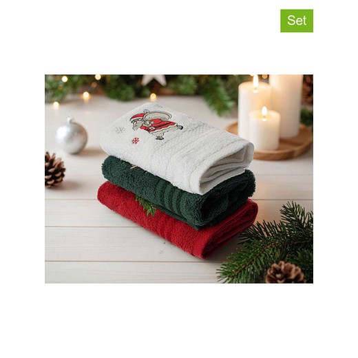 Colourful Cotton Ręczniki (3 szt.) w kolorze biało-zielono-czerwonym do rąk ze sklepu Limango Polska w kategorii Ręczniki - zdjęcie 187660887