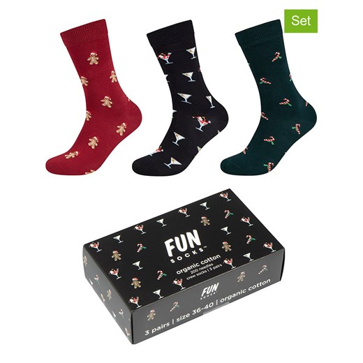 Fun Socks Skarpety (3 pary) w kolorze czerwono-granatowym ze sklepu Limango Polska w kategorii Skarpetki męskie - zdjęcie 187660945
