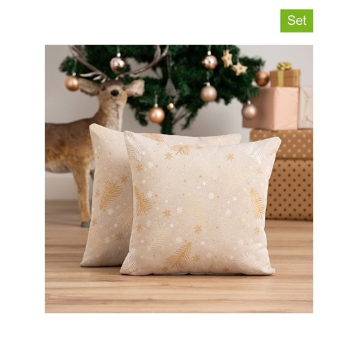 GAMUSI Poszewki (2 szt.) &quot;Christree&quot; w kolorze złoto-beżowym na poduszkę ze sklepu Limango Polska w kategorii Poduszki dekoracyjne - zdjęcie 187660988