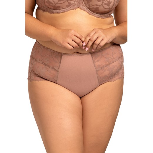 Nessa Ana N02 wysokie figi z koronkowymi panelami beż ze sklepu kontri.pl w kategorii Majtki damskie - zdjęcie 187661995
