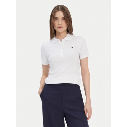 Tommy Hilfiger Polo 1985 WW0WW42047 Biały Slim Fit ze sklepu MODIVO w kategorii Bluzki damskie - zdjęcie 187662947