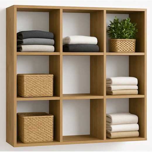 Kwadratowy regał na ubrania 9 półkami dąb artisan B3-M54 ze sklepu Edinos.pl w kategorii Regały i witryny - zdjęcie 187663619