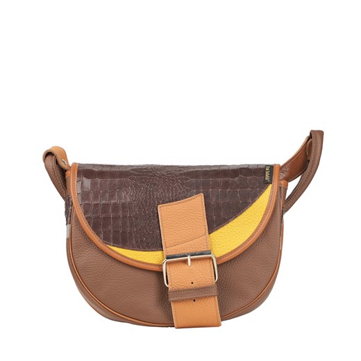 brązowo żółta damska torebka listonoszka skórzana na ramię Freshman M ze sklepu Słoń Torbalski w kategorii Listonoszki - zdjęcie 187665487